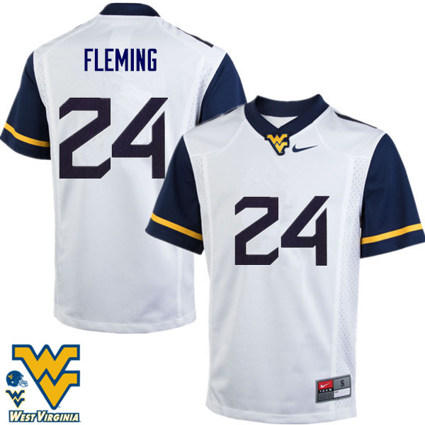 Men #24 Maurice Fleming West Virginia Mountaineers College Football Jerseys-White - Click Image to Close